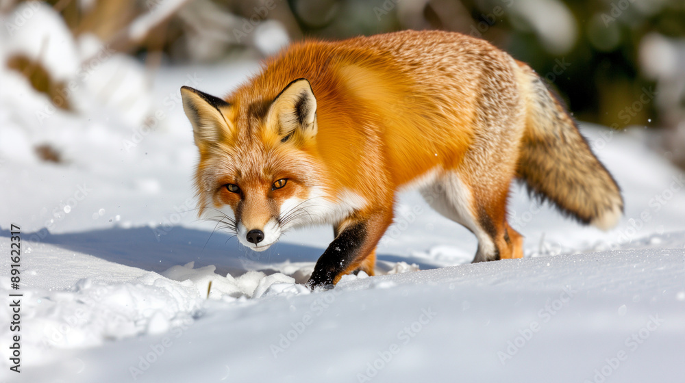 Fox walking in the snow Fox walking in the snow