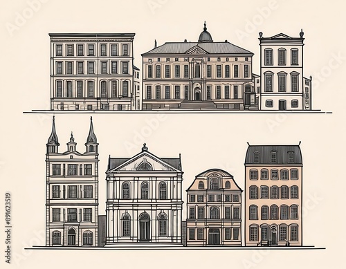 Historic Building Collection: Four Different Styles of Architecture