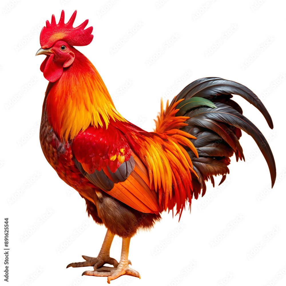 Fototapeta premium Isolated Rooster on White Background. Perfect for: Farm Festival, Chinese New Year, Animal Exhibition