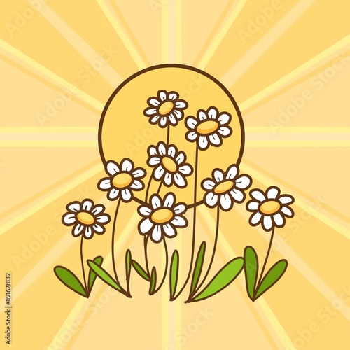 Illustration of flowers, flat style cute drawing floarl nature  photo