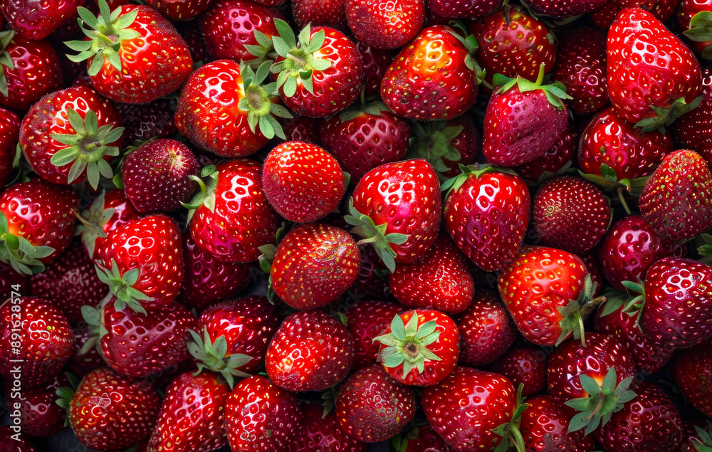 Ripe Red Strawberries Close Up. A close-up view of a collection of red ripe strawberries. Ripe Red Strawberries Close Up. A close-up view of a collection of red ripe strawberries.