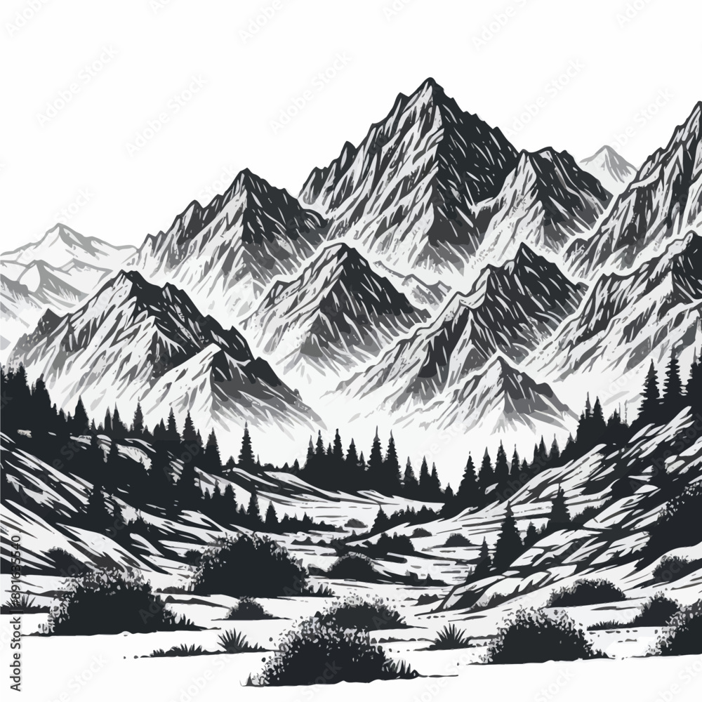 landscape in the mountains and sky vector landscape in the mountains and sky vector