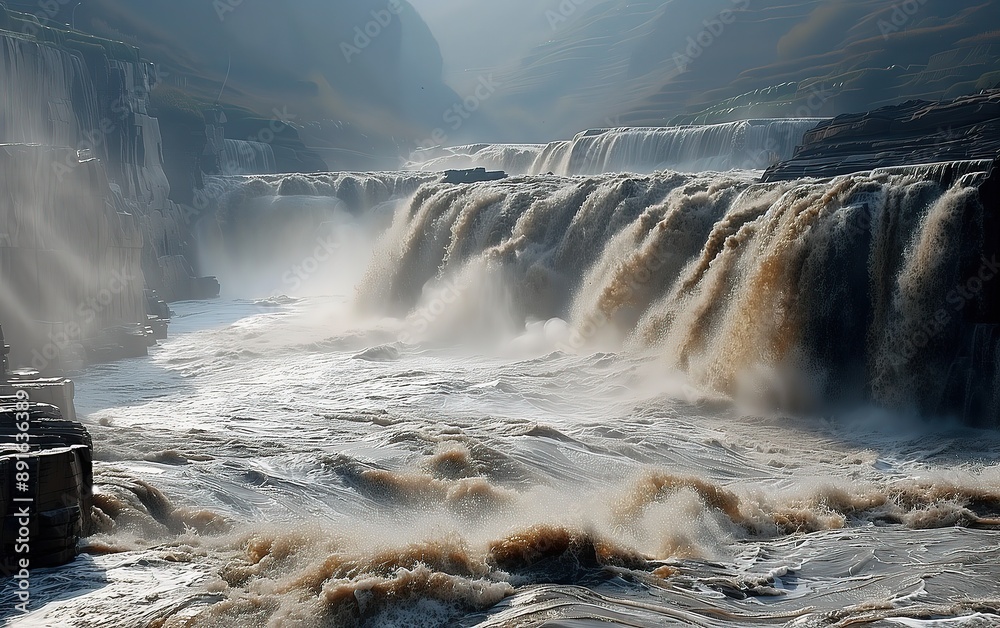 Hukou Waterfall on the Yellow River, China,created with Generative AI tecnology. Hukou Waterfall on the Yellow River, China,created with Generative AI tecnology.