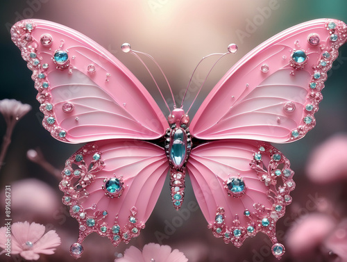 Beautiful elegant butterfly with precious stones