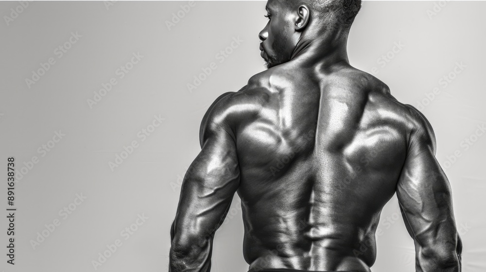 Black and white photo of a muscular male back Black and white photo of a muscular male back