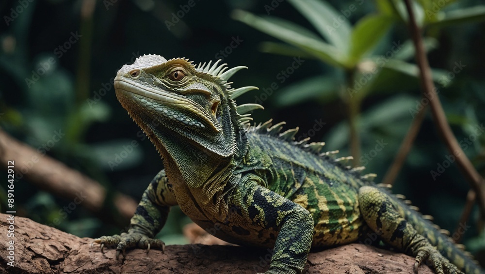 Indian Water Dragon Basking in Natural Habitat Indian Water Dragon Basking in Natural Habitat