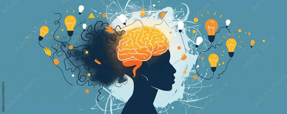 Fixed mindset, person with locked brain and static ideas, concept of ...