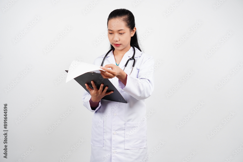 Female doctor bring clipboard isolated background Female doctor bring clipboard isolated background