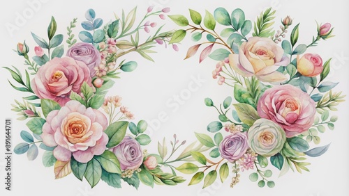 Dreamy vintage floral arrangement with soft peach hues and delicate petals surrounding a whimsical wedding wreath, evoking romance.