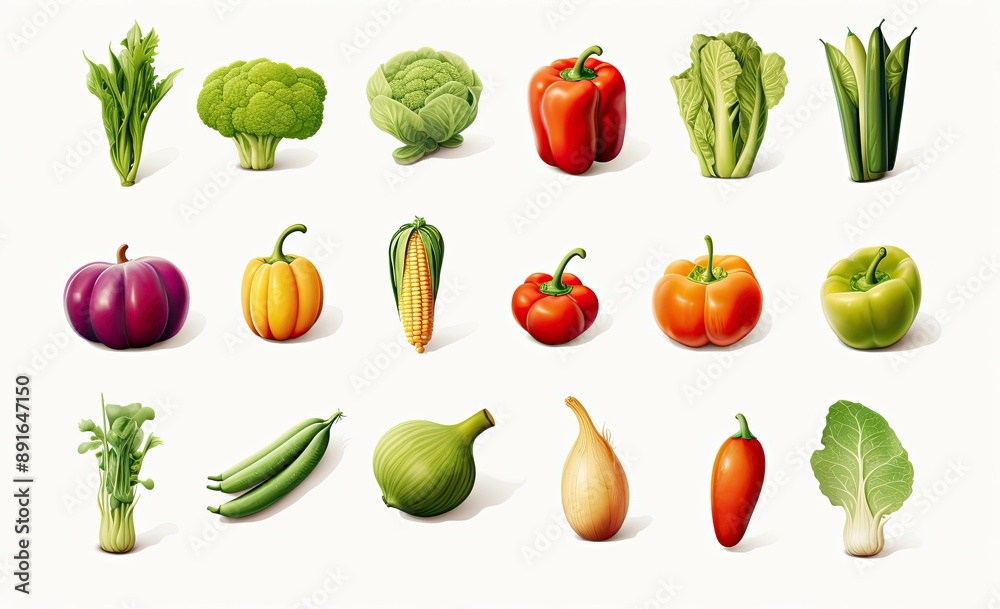 Fresh Vegetables Isolated on White Background. Fresh Vegetables Isolated on White Background.