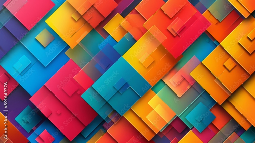 Abstract geometric pattern with vibrant colors and overlapping squares. Abstract geometric pattern with vibrant colors and overlapping squares.
