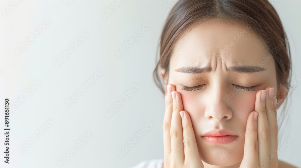 Woman Experiencing Facial Pain and Discomfort Woman Experiencing Facial Pain and Discomfort