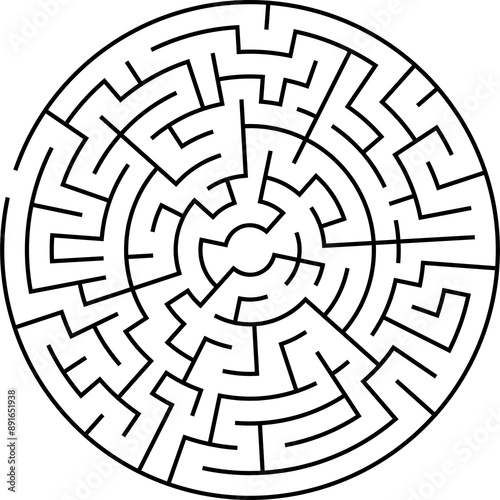 Solvable circular maze element isolated on white