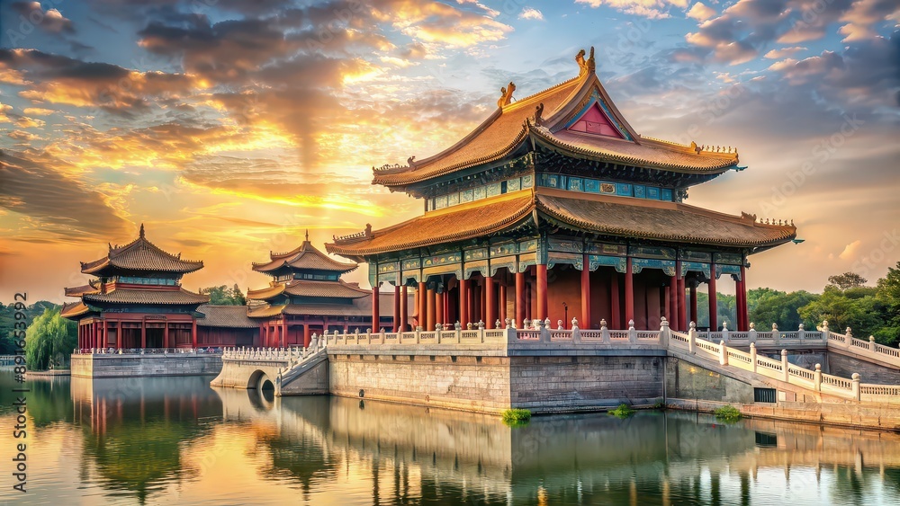 Majestic ancient temple located in Beijing, China with intricate architectural details and beautiful landscape, temple Majestic ancient temple located in Beijing, China with intricate architectural details and beautiful landscape, temple