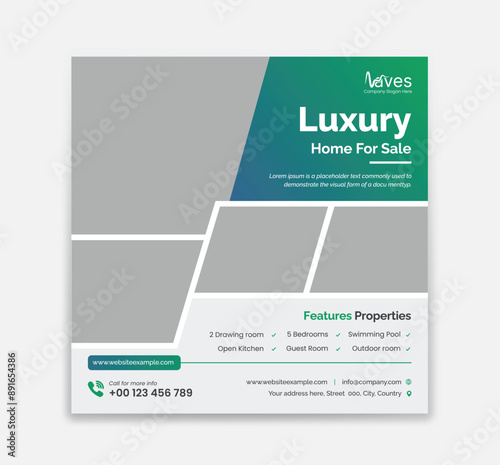 Real Estate Luxury Home for sale social media post template