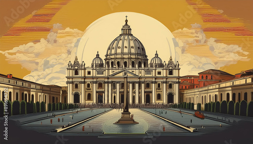 Vatican vintage cityscape