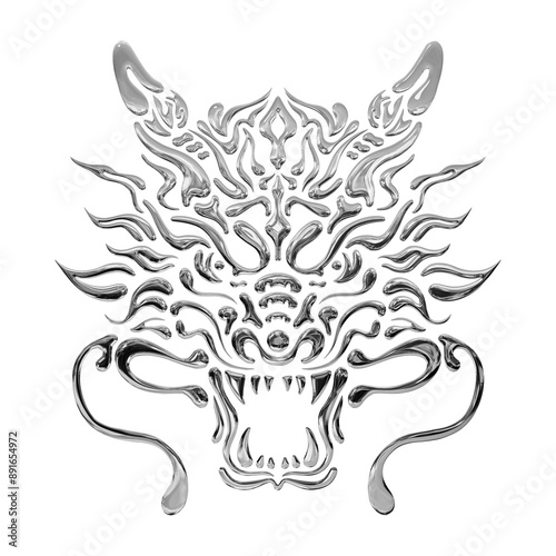 Tribal Dragon Chrome Transparent Background 