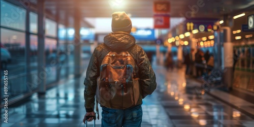 back view traveler with backpack going her destination, travel vacation concept