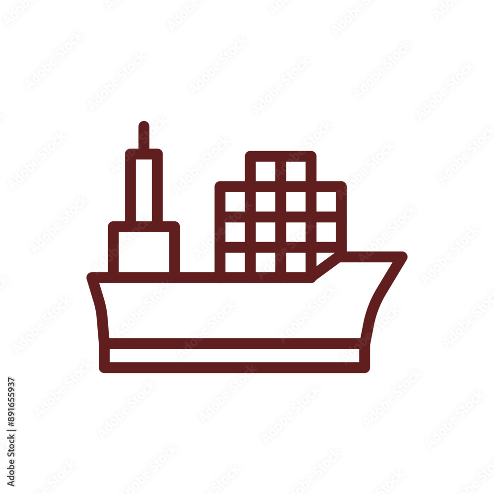 Cargo Ship Vector Line Maroon Icon Design Cargo Ship Vector Line Maroon Icon Design