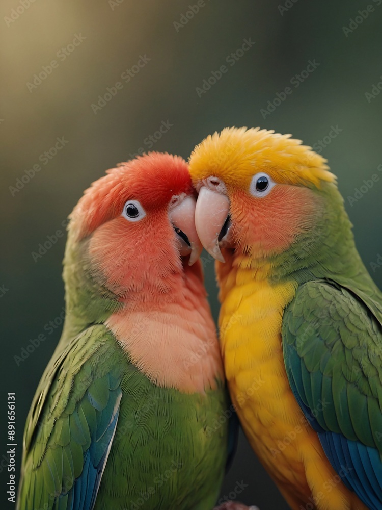 Lovebird Couple Expressing Affection with a Kiss Lovebird Couple Expressing Affection with a Kiss