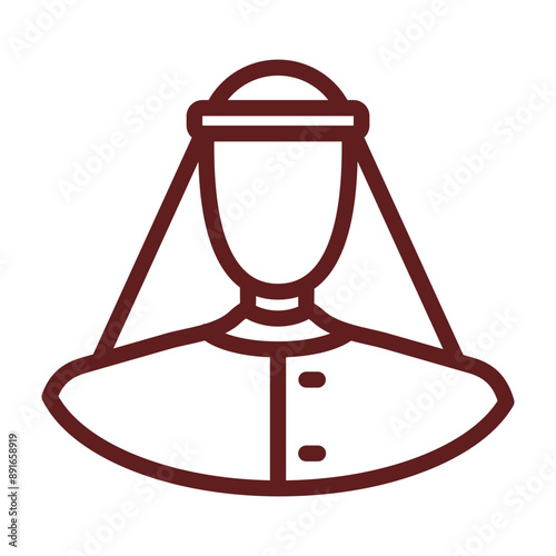 traditional arabic dress man Vector Line Maroon Icon Design