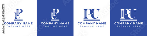 Letters PU and UP Pillar Logo Set, suitable for business with PU and UP related to Pillar