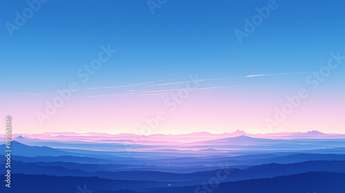 lavender gradient abstract landscape with serene atmosphere and clear blue sky with soft horizon line © Laurent