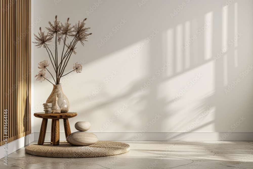Zen inspired luxury apartment interiors with minimal furniture, warm colors and natural lighting. Residential calming spaces conceptual composition. Zen inspired luxury apartment interiors with minimal furniture, warm colors and natural lighting. Residential calming spaces conceptual composition.