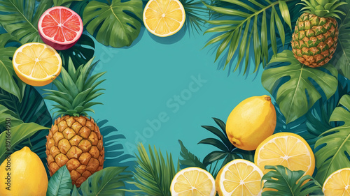 Colorful fruits fruitful leaves illustration background wallpaper