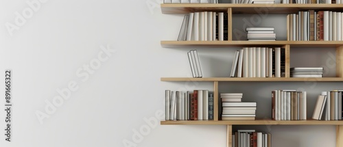 A wooden bookshelf with many books on it