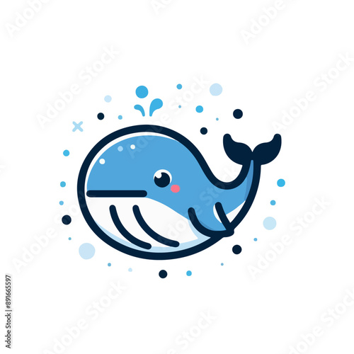 flat vector logo of a whale, flat logo of a whale.