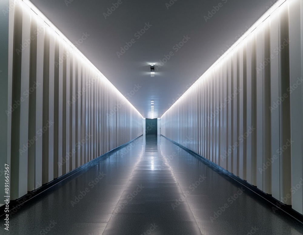 Modern corridor with LED lights reflects clean and minimalist aesthetic, minimalist, clean, modern, energy efficient Modern corridor with LED lights reflects clean and minimalist aesthetic, minimalist, clean, modern, energy efficient