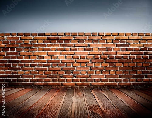 Old brick wall from far away.Billet.