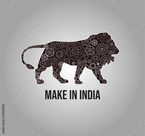 make in India logo made with gears-vector illustration. manufacturing industry growth concept.