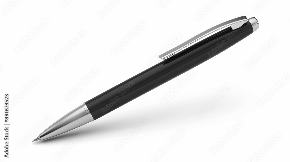 Modern ballpoint pen on white background. Musical instruments isolated on white. Photo realistic photo. Modern ballpoint pen on white background. Musical instruments isolated on white. Photo realistic photo.