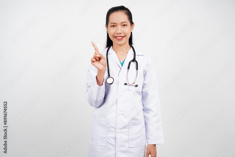 Female doctor smiling isolated background Female doctor smiling isolated background