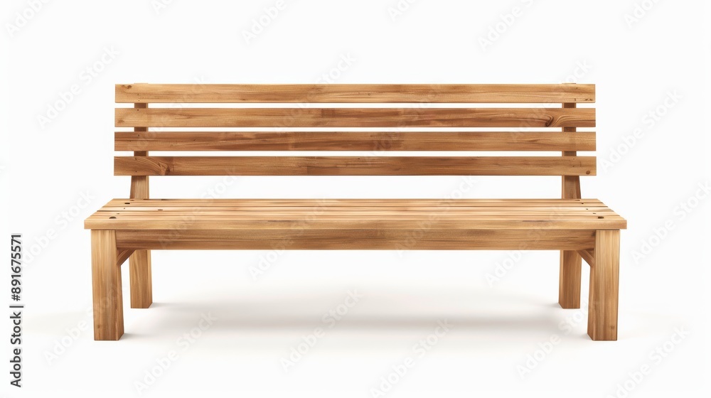 wooden bench on a white background. Furniture isolated on white. Photo realistic photo. wooden bench on a white background. Furniture isolated on white. Photo realistic photo.