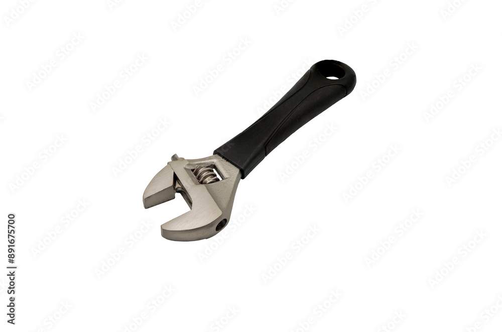 Adjustable Wrench with black handle isolated in png format Adjustable Wrench with black handle isolated in png format