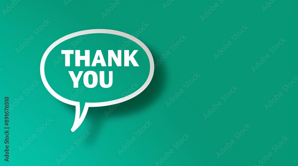 A green background featuring a white speech bubble with THANK YOU inside A green background featuring a white speech bubble with THANK YOU inside