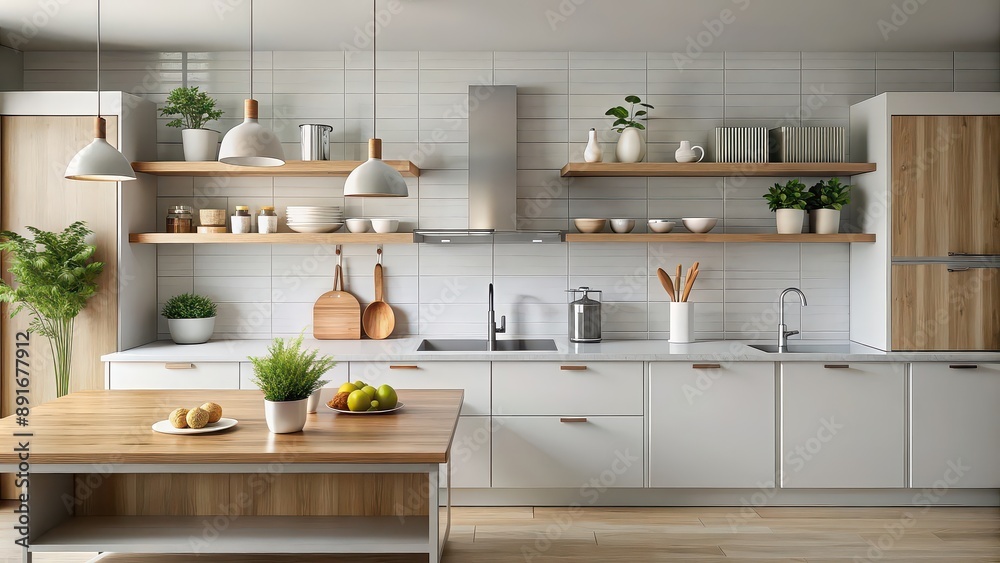 Minimalist kitchen countertop with organized elegant items, minimalist, decluttering, organization, elegance, kitchen, countertop