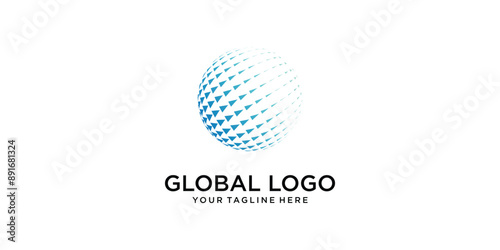 Creative global technology logo design with modern style , premium vector