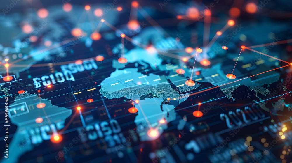 The image depicts a globe with interconnected lines symbolizing the internet and money flow illustrating global connectivity and financial transactions The image depicts a globe with interconnected lines symbolizing the internet and money flow illustrating global connectivity and financial transactions