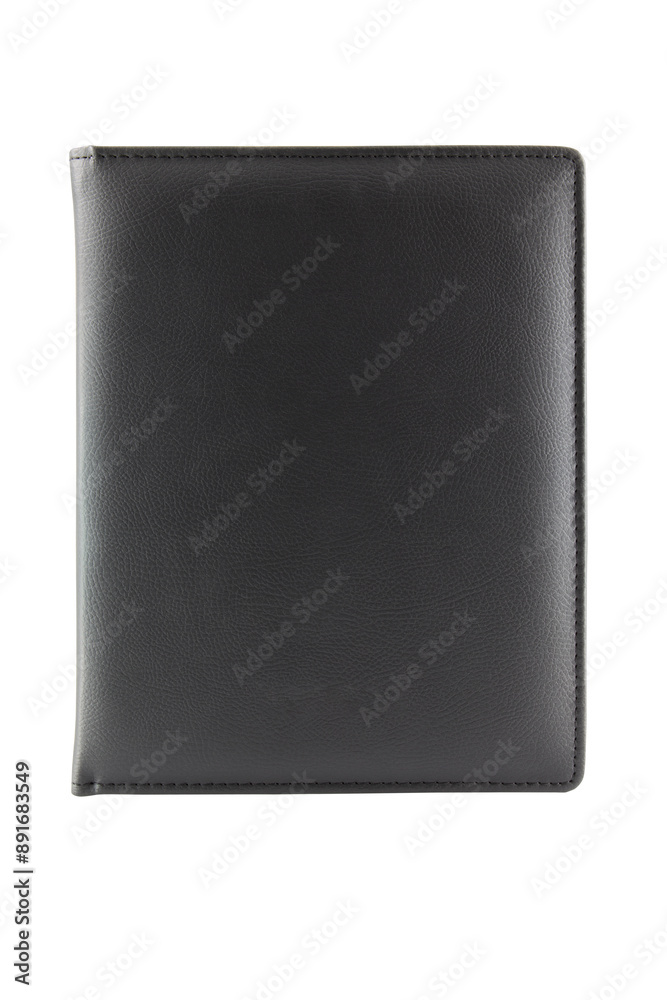Black color leather fabric hardcover notebook isolated on white background Black color leather fabric hardcover notebook isolated on white background