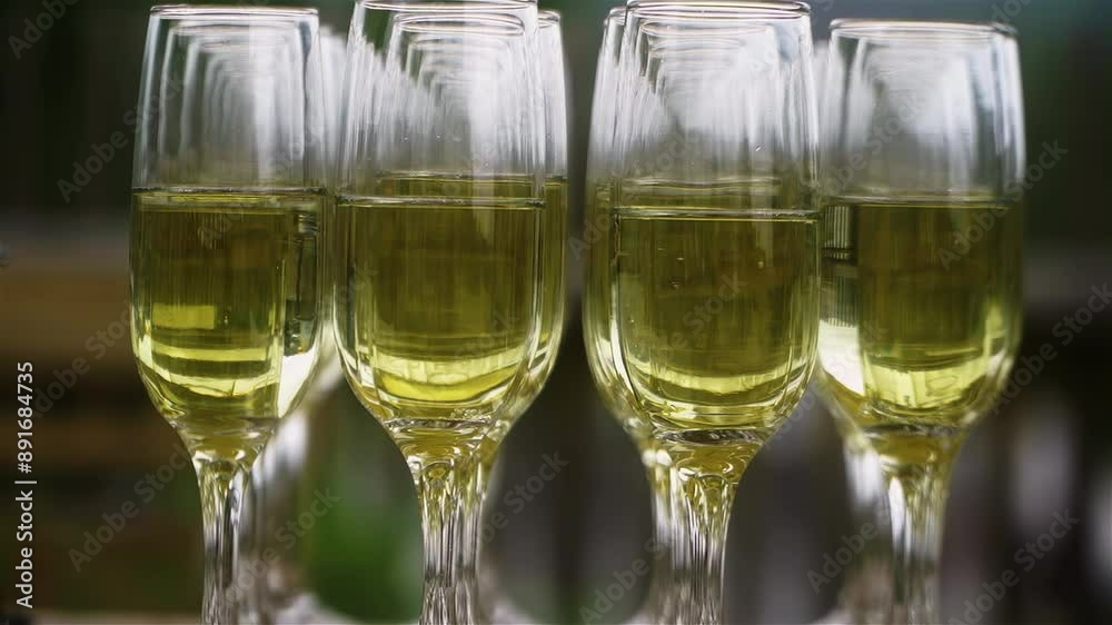 glasses of champagne at the banquet.holiday. wedding banquet