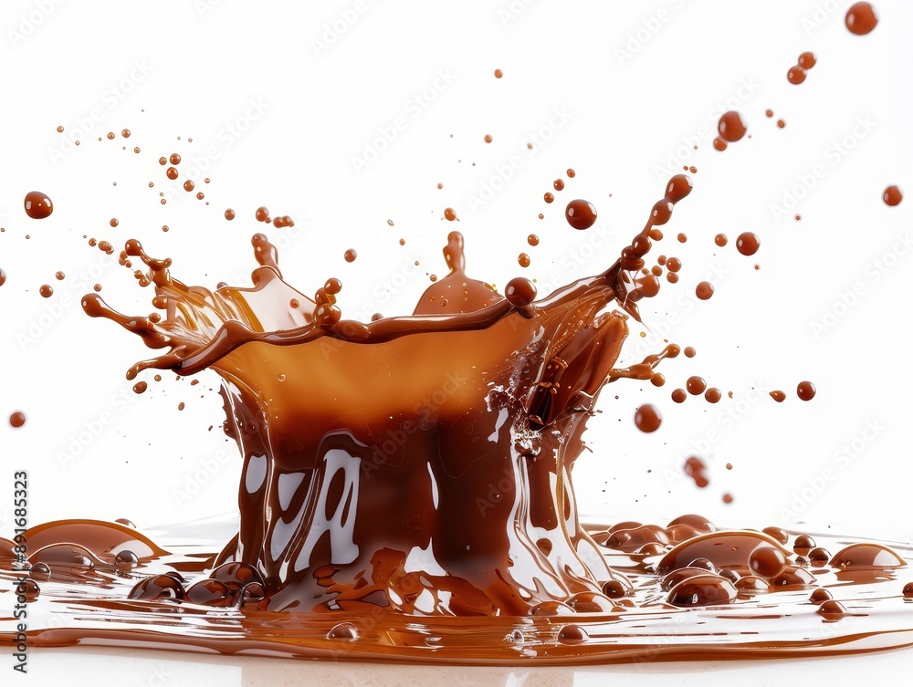 Vibrant Coffee Splash on White Background - Refreshing Beverage Concept for Advertisements and Marketing Materials