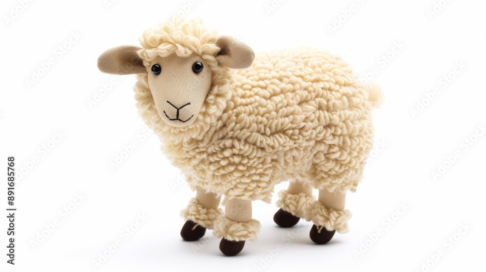 Fototapeta premium sheep toy isolated on white. Baby products isolated on white. Photo realistic photo.
