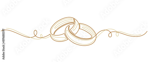 Wedding ring line art vector illustration