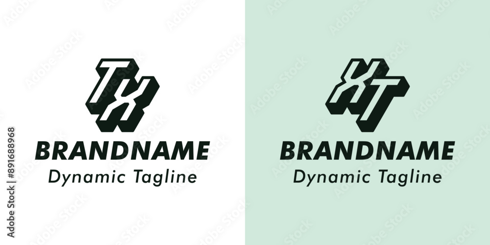 Letters TX and XT 3D Monogram Logo, Suitable for business with XT or TX initials Letters TX and XT 3D Monogram Logo, Suitable for business with XT or TX initials