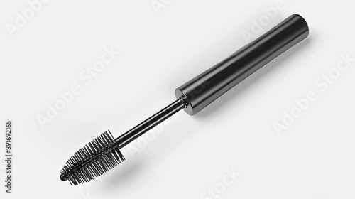 Realistic mascara brush isolated on white background. Plastic wand for makeup application. Beauty tools isolated on white. Photo realistic photo.