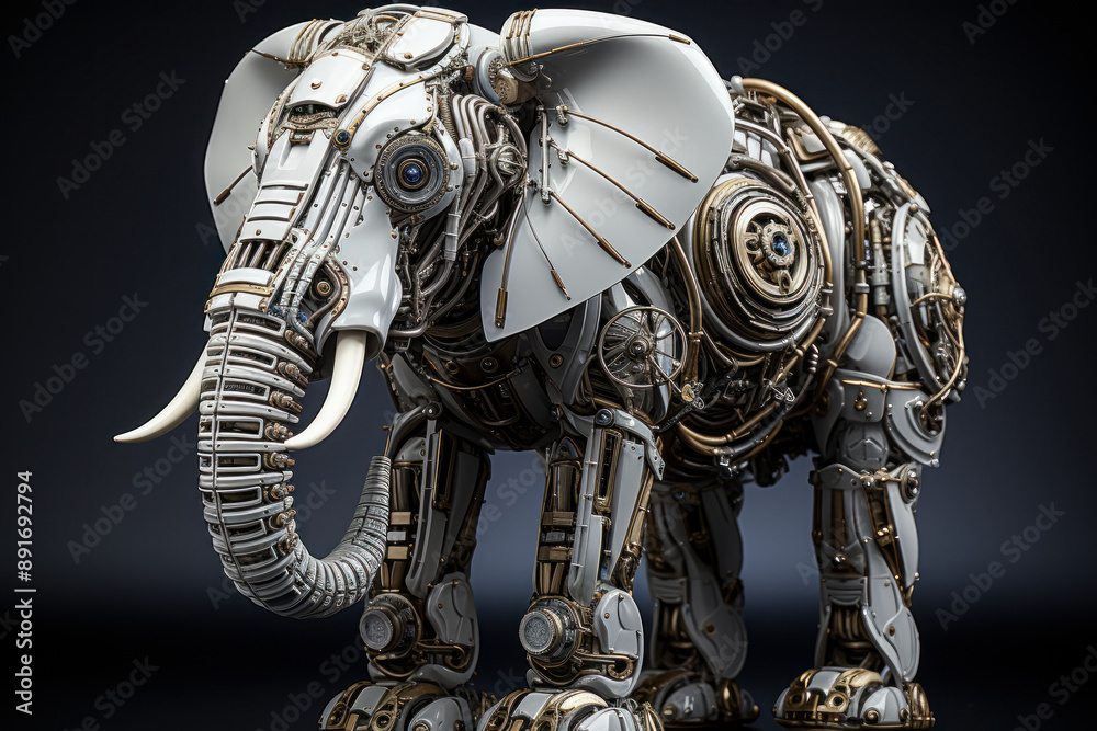 Robotic Elephant on Dark Background Robotic Elephant on Dark Background